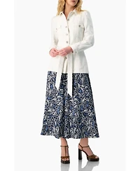 Ivonne Women's Long Biker Jacket with Belt