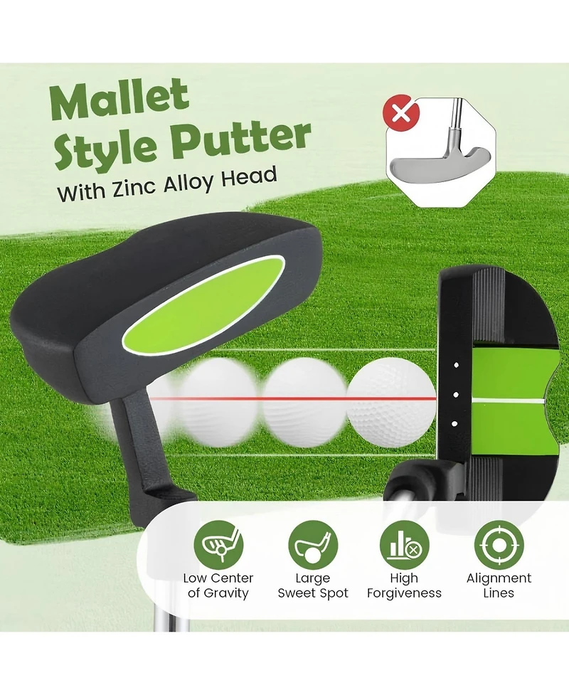 Hongge Junior Mallet Putter Individual Gold Club for 8-10 years old Kids
