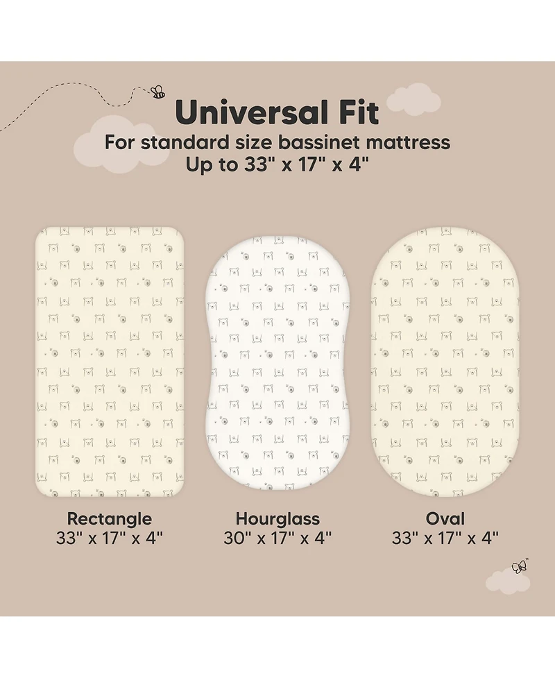 KeaBabies 2-Pack Isla Waterproof Bassinet Sheets for Boy, Girl, Baby Fitted Mattress Protector Cover