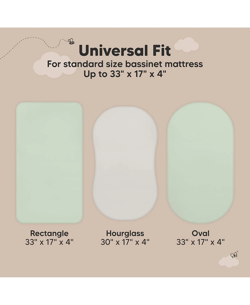 KeaBabies 2-Pack Isla Waterproof Bassinet Sheets for Boy, Girl, Baby Fitted Mattress Protector Cover