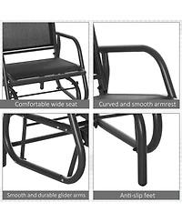 Clihome Porch Glider, Metal Frame Swing Glider Chair with Mesh Fabric, Curved