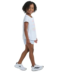 adidas Girls' 2T-6X Short-Sleeve T-Shirt and Woven Shorts, 2-Piece Set