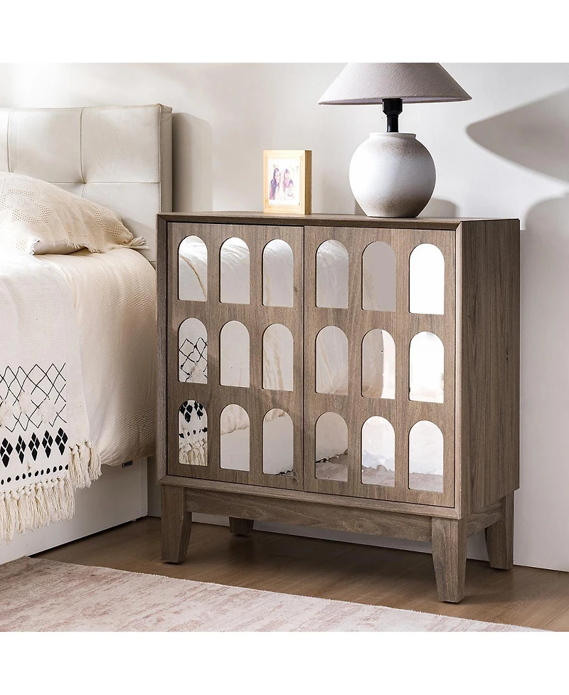 Streamdale Furniture Sideboard Buffet, Mid Century Modern Storage Cabinet with Doors & Shelves