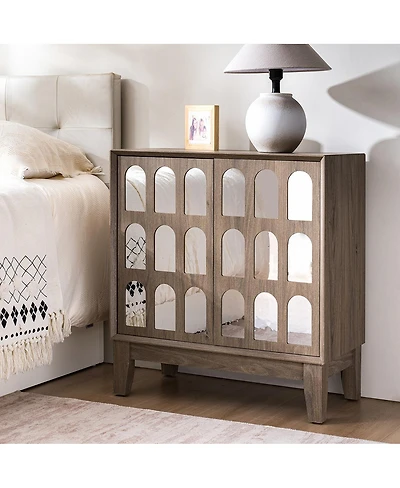Streamdale Furniture Sideboard Buffet, Mid Century Modern Storage Cabinet with Doors & Shelves