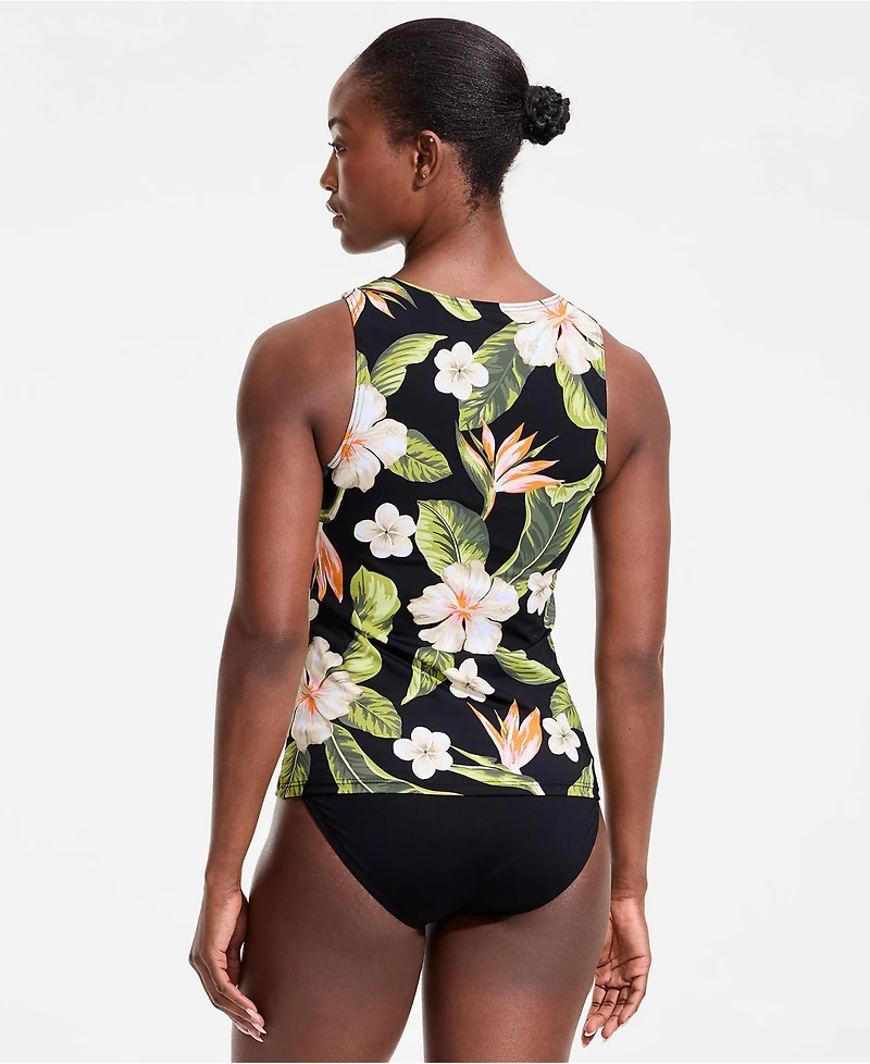 Lands' End Women's D-Cup Chlorine Resistant High Neck Upf 50 Modest Tankini Swimsuit Top