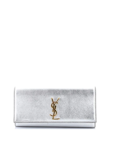 Pre-Owned Saint Laurent Long Classic Monogram Clutch Metallic Calfskin
