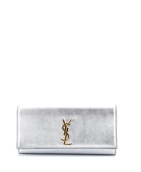 Pre-Owned Saint Laurent Long Classic Monogram Clutch Metallic Calfskin