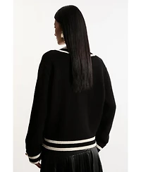 Karen Millen Women's Cotton V-Neck Knit Boxy Jumper