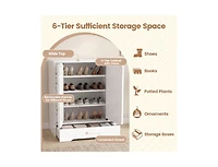 Slickblue Mirrored Shoe Cabinet 4-Tier Organizer with Large Drawer