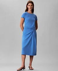 Calvin Klein Womens Slim Fit Crew Neck T Shirt Slim Fit Midi Skirt