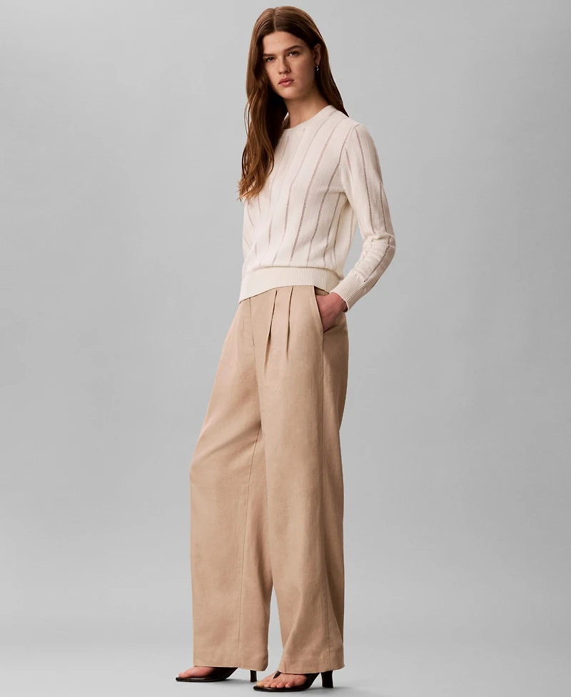 Calvin Klein Women's Wide-Leg Pleated Trousers