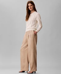 Calvin Klein Women's Wide-Leg Pleated Trousers
