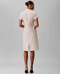 Calvin Klein Women's Short-Sleeve Collared Midi Shirt Dress