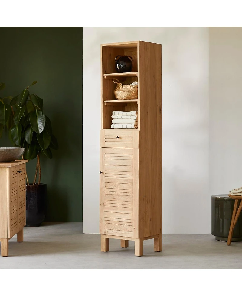 Tikamoon Soho 180 tall bathroom unit in oak