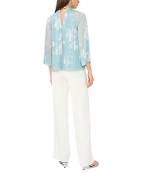 Msk Women's 3/4-Length-Sleeve Keyhole Neck Top