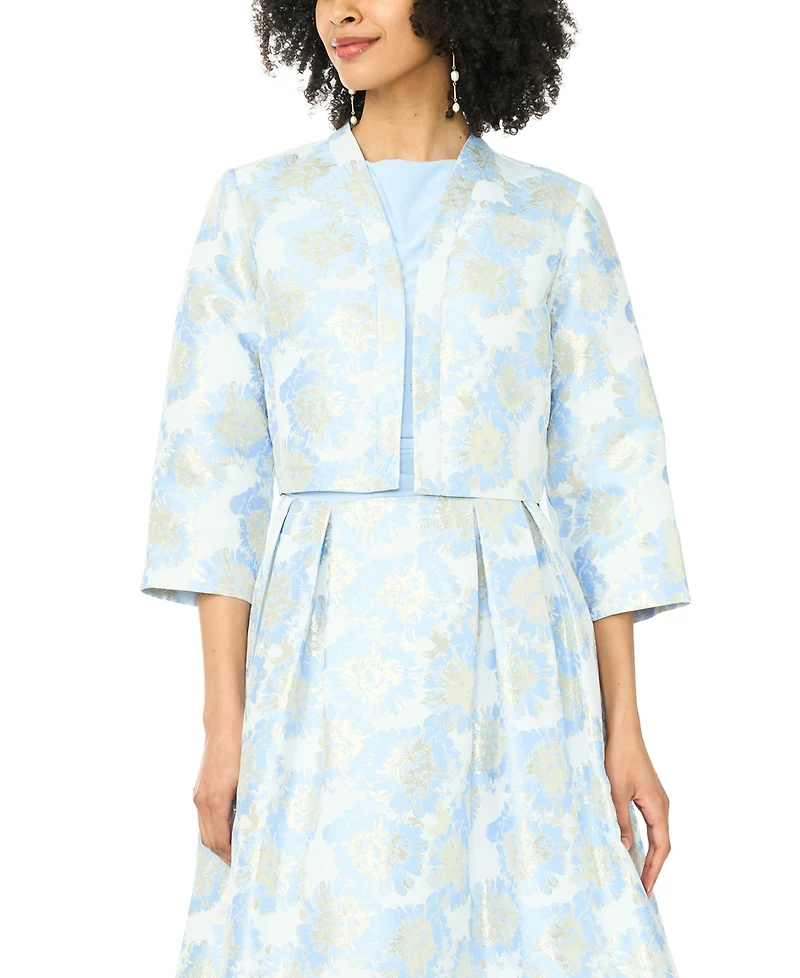 Msk Women's 3/4-Length-Sleeve Boat Neck Printed Jacket Dress