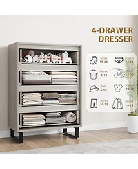 gaomon 4 Dresser for Bedroom, 41.5" Tall Dresser, Freestanding Vertical Drawer Cabinet with Storage, Wooden Closet Storage Chest