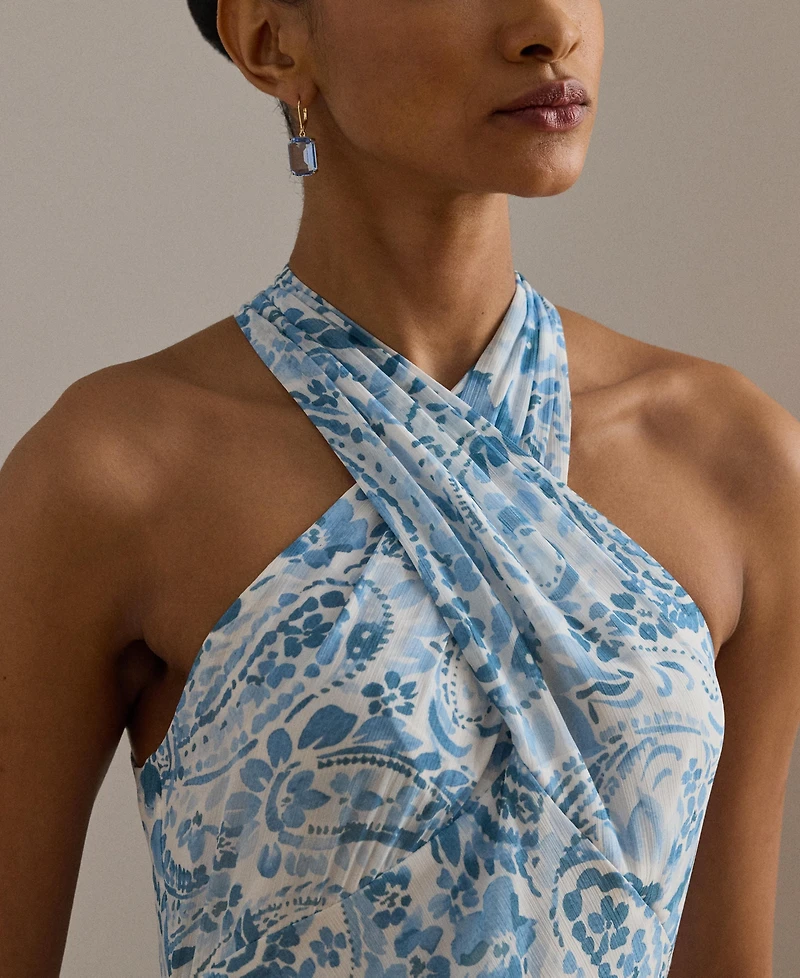 Lauren Ralph Women's Paisley-Print Halter Neck Maxi Dress