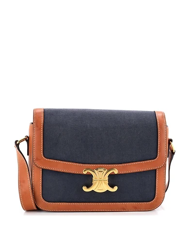 Pre-Owned Celine Medium Triomphe Shoulder Bag Canvas with Leather