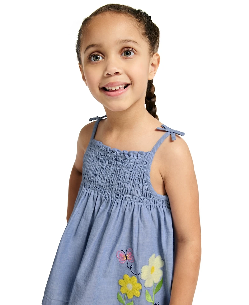 Kids Headquarters Girls' 2T-6X Woven Oxford Tunic and Ruffle Trim Shorts, 2-Piece Set