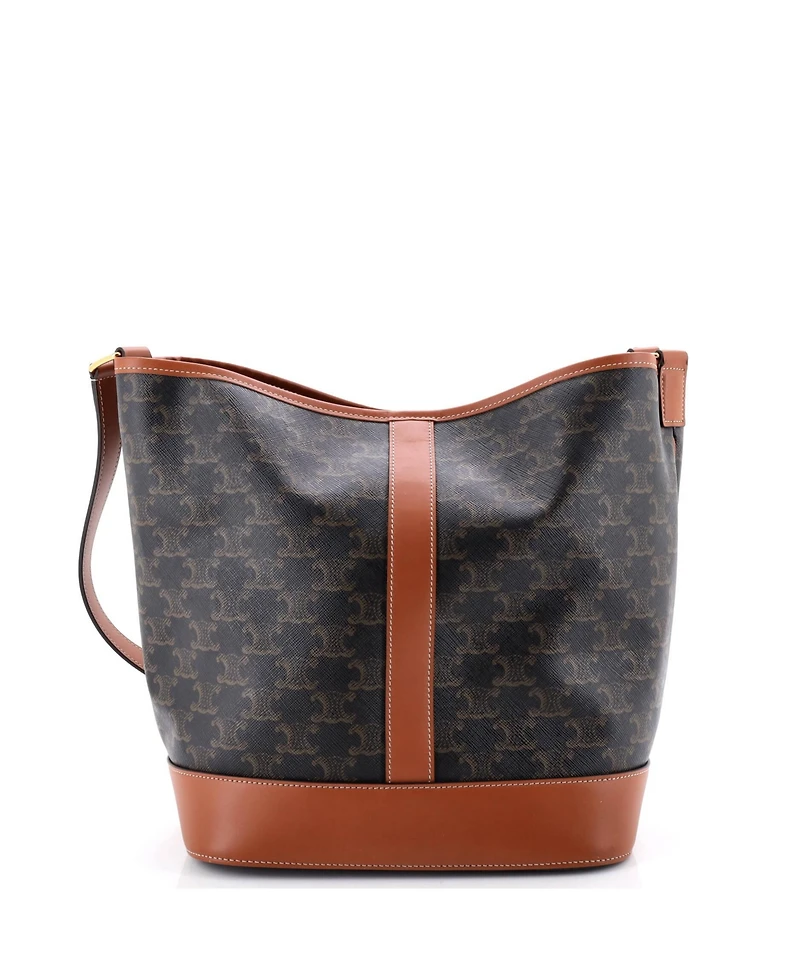 Pre-Owned Celine Medium Bucket Bag Triomphe Coated Canvas