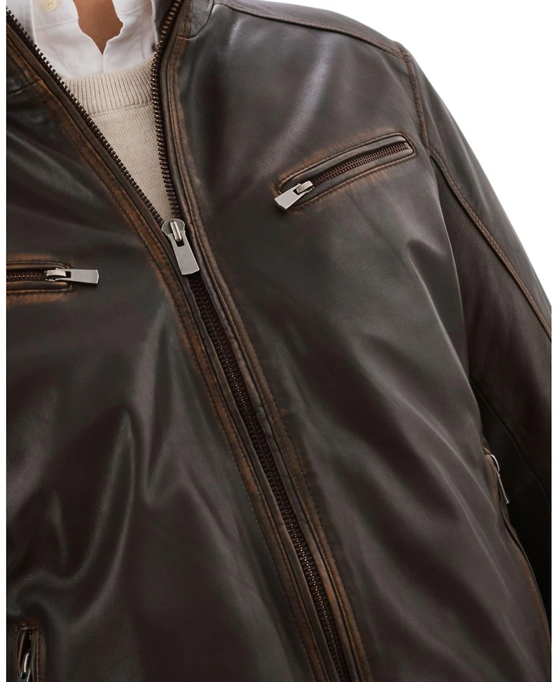Regency Leathers Men's Gunner-v Distressed Leather Jacket