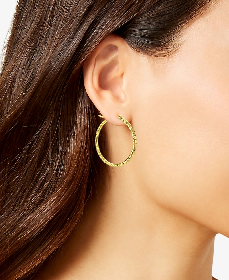 Macy's Diamond Cut Hoop Earrings in 10k Yellow Gold