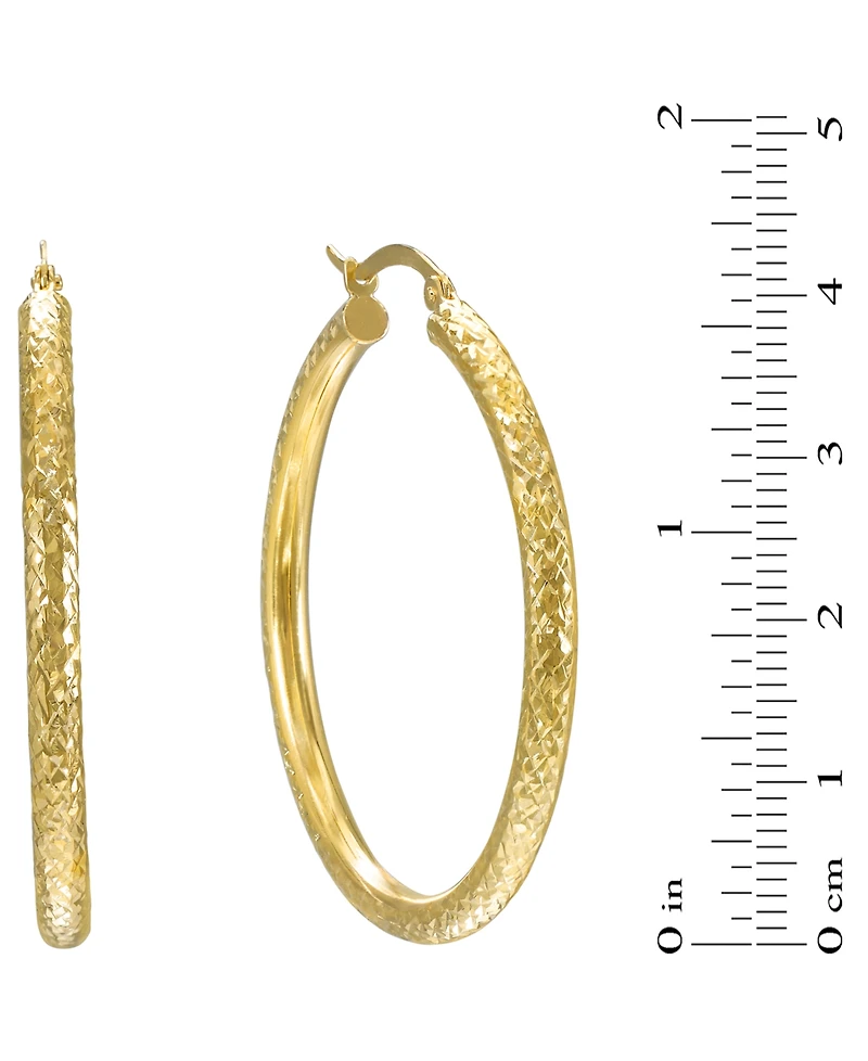 Macy's Diamond Cut Hoop Earrings in 10k Yellow Gold