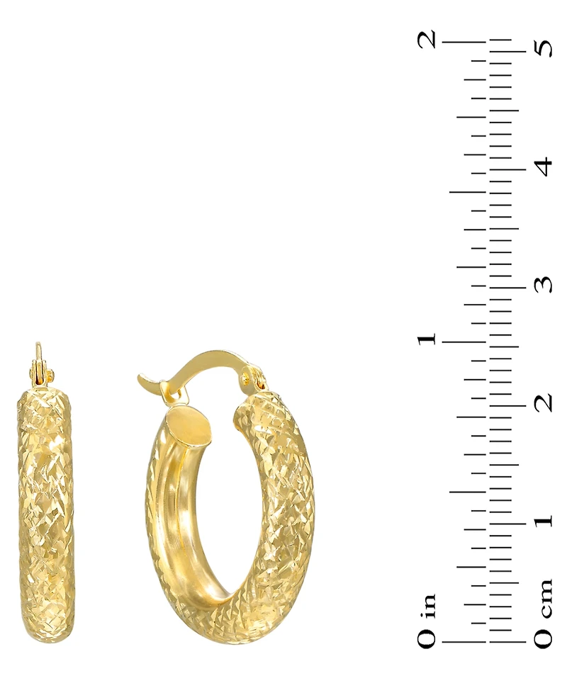 Macy's Diamond-Cut Hoop Earrings 4x20mm in 10k Yellow Gold