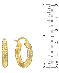 Macy's Diamond-Cut Hoop Earrings 4x20mm in 10k Yellow Gold