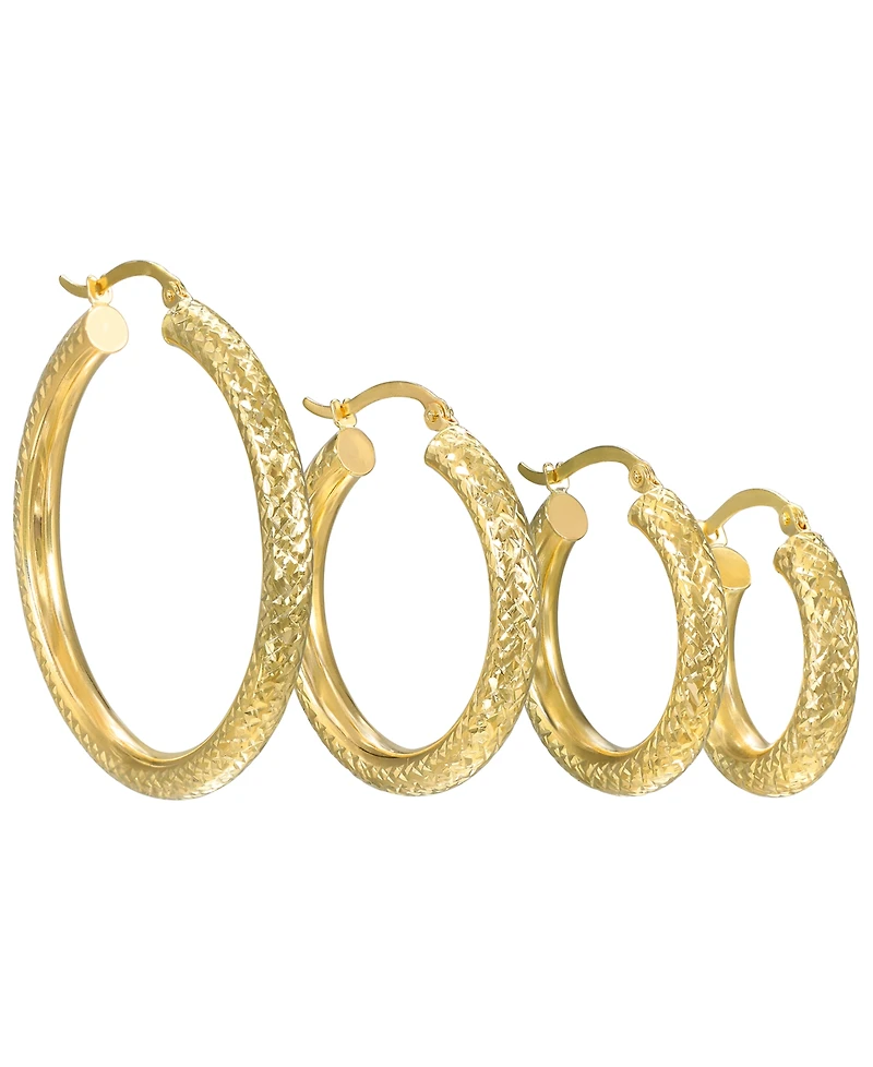 Macy's Diamond-Cut Hoop Earrings in 10k Yellow Gold