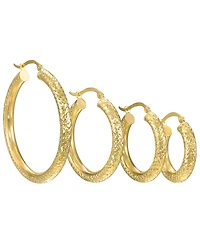 Macy's Diamond-Cut Hoop Earrings in 10k Yellow Gold