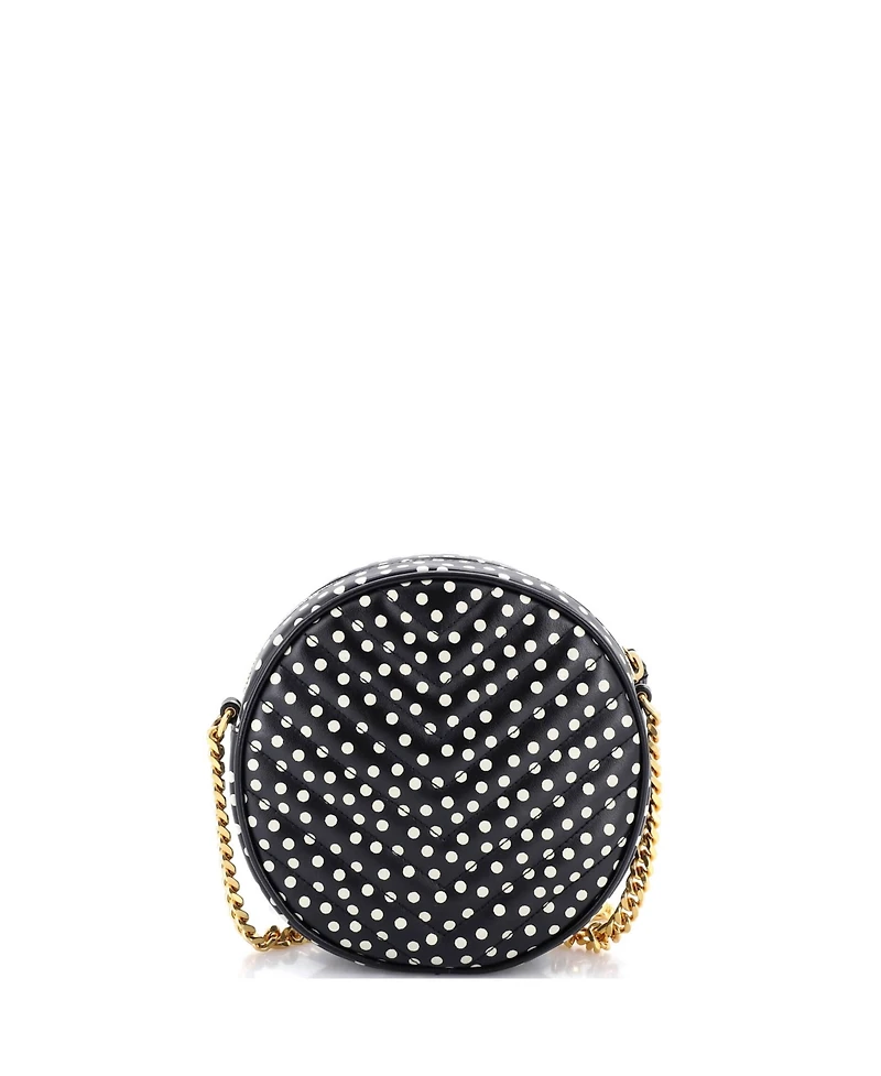 Pre-Owned Saint Laurent Vinyle Round Camera Bag Print Matelasse Chevron Leather