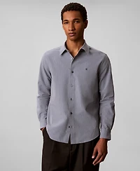 Calvin Klein Men's Yarn-Dyed Stripe Seersucker Classic Button-Down Shirt