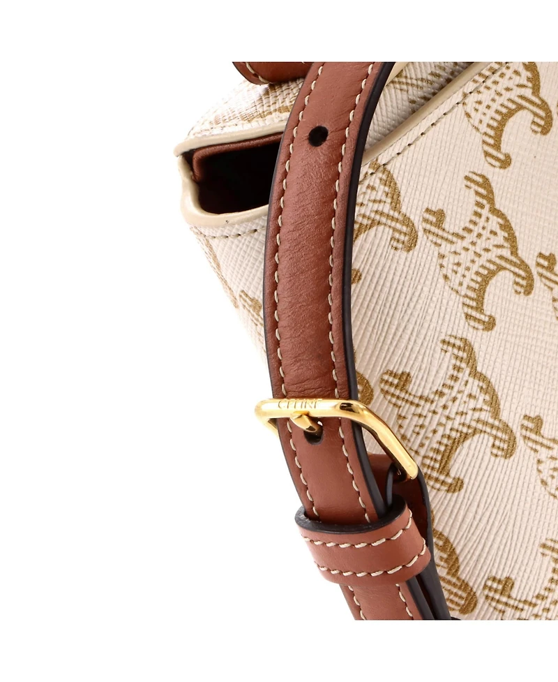 Pre-Owned Celine Triomphe East-West Shoulder Bag Triomphe Coated Canvas