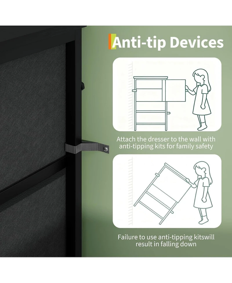 gaomon Tv Stand Dresser for 45-65 Inch Tv, Entertainment Center with Led Lights, 8 Fabric Drawers, Metal Frame Storage Cabinet