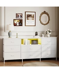 gaomon Tv Stand Dresser for 45-65 Inch Tv, Entertainment Center with Led Lights, 8 Fabric Drawers, Metal Frame Storage Cabinet