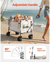 Sugift 2-in-1 Convertible Folding Wagon Bench with 550 lb Capacity & Adjustable Handle