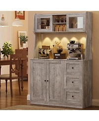gaomon 66" Kitchen Pantry Cabinet with Microwave Shelf