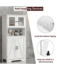 gaomon Storage Cabinets, 54 Inch Tall Hutch Bar Cabinet with Glass Doors and Adjustable Shelves