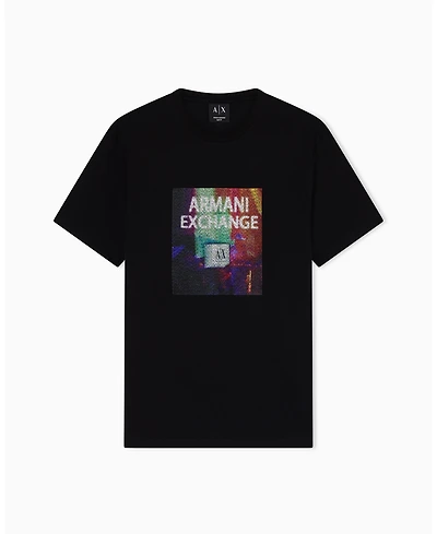 A|X Armani Exchange Men's Short Sleeve Jersey Colorful Box Logo T-Shirt