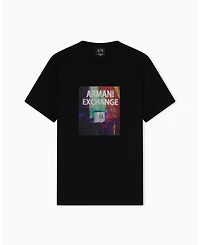A|X Armani Exchange Men's Short Sleeve Jersey Colorful Box Logo T-Shirt