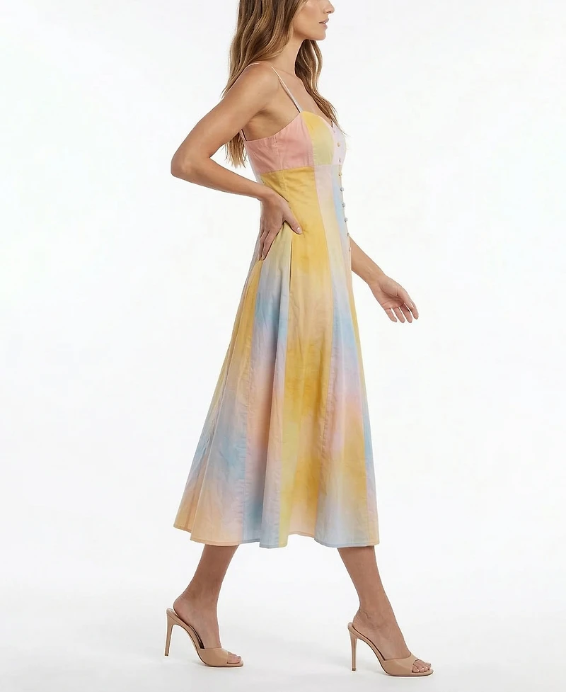 Taylor Women's Sleeveless A-Line Sweetheart Neck Button-Front Dress