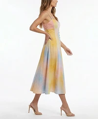 Taylor Women's Sleeveless A-Line Sweetheart Neck Button-Front Dress