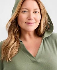Style & Co Plus Long-Sleeve V-Neck Hoodie, Macy's Exclusive