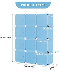 gaomon 12-Cube Stackable Modular Shoe Storage Cabinet Organizer with Doors