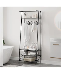 gaomon 23.6" Metal and Mdf Hall Tree with 5 Hooks and 4-Tier Storage Shelf