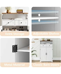 gaomon Shoe Storage Cabinet with Doors and Drawers, Freestanding Narrow Shoe Rack with Adjustable Shelves, Modern Farmhouse Entryway Storage Organizer