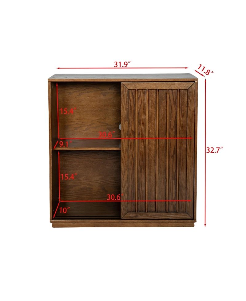 Clihome Farmhouse Sideboard with 2 Sliding Door, Storage Cabinet for Living Room