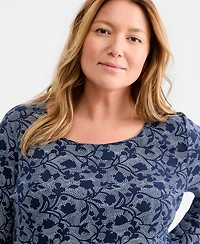 Style & Co Plus Size Negative Lines Scoop-Neck Top, Macy's Exclusive